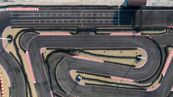 Aerial top view race kart track, Track for auto racing top view, Aerial top view race kart track, Track for auto racing top view,